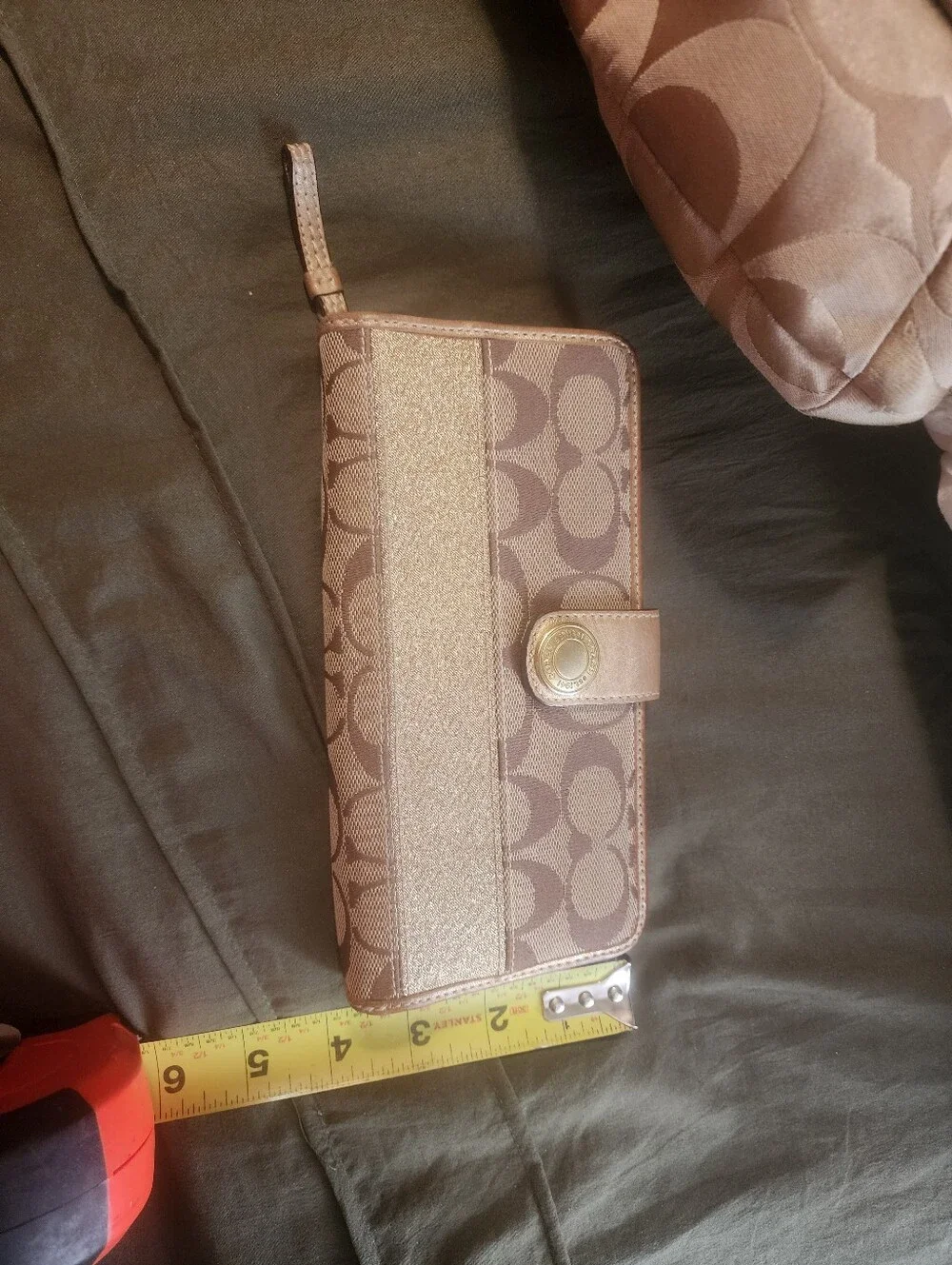 Coach Brown Signature Canvas Shoulder Bag with Wallet